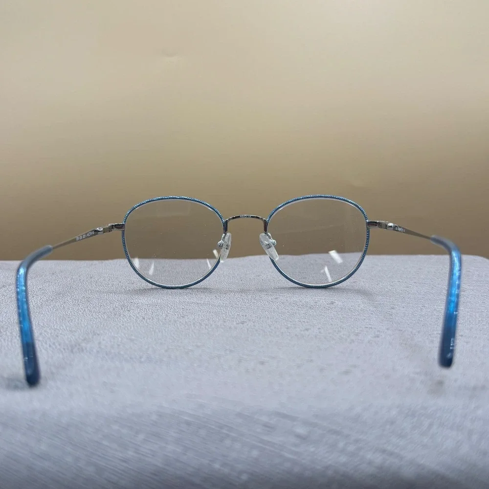 Superflex Kids SFK-238 Blue Glitter Silver Round Eyeglasses Frames 46-19-130